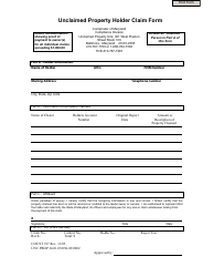Form COT/ST917 &quot;Unclaimed Property Holder Claim Form&quot; - Maryland
