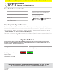 Form IDR-916 &quot;Signature Declaration&quot; - Illinois
