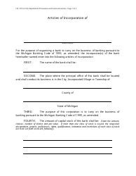 Form FIS1015 &quot;Articles of Incorporation - Bank&quot; - Michigan