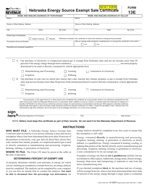 Form 13E  Printable Pdf