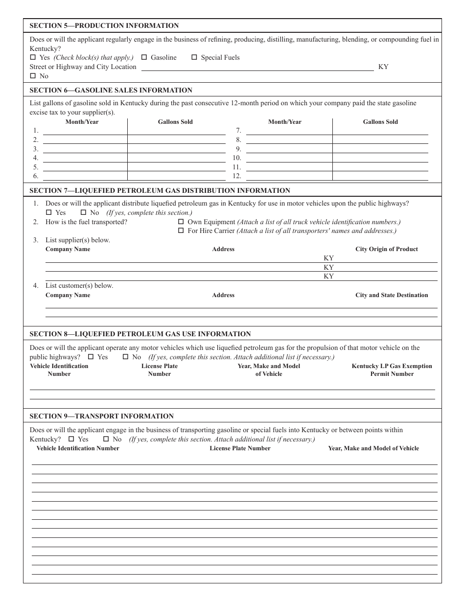 Form 72A300 Tax Registration Application for Motor Fuels License - Kentucky, Page 3