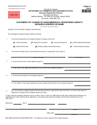 Form X-8 Statement of Change of Noncommercial Registered Agent&#039;s Business Address or Name - Hawaii