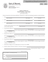 Form CORP.51A Articles of Merger for Parent/Subsidiary Corporations - Missouri