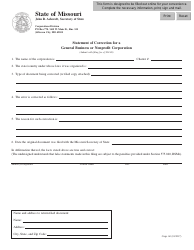 Document preview: Form CORP.60 Statement of Correction for a General Business or Nonprofit Corporation - Missouri