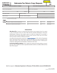 Document preview: Form 23 Nebraska Tax Return Copy Request - Nebraska