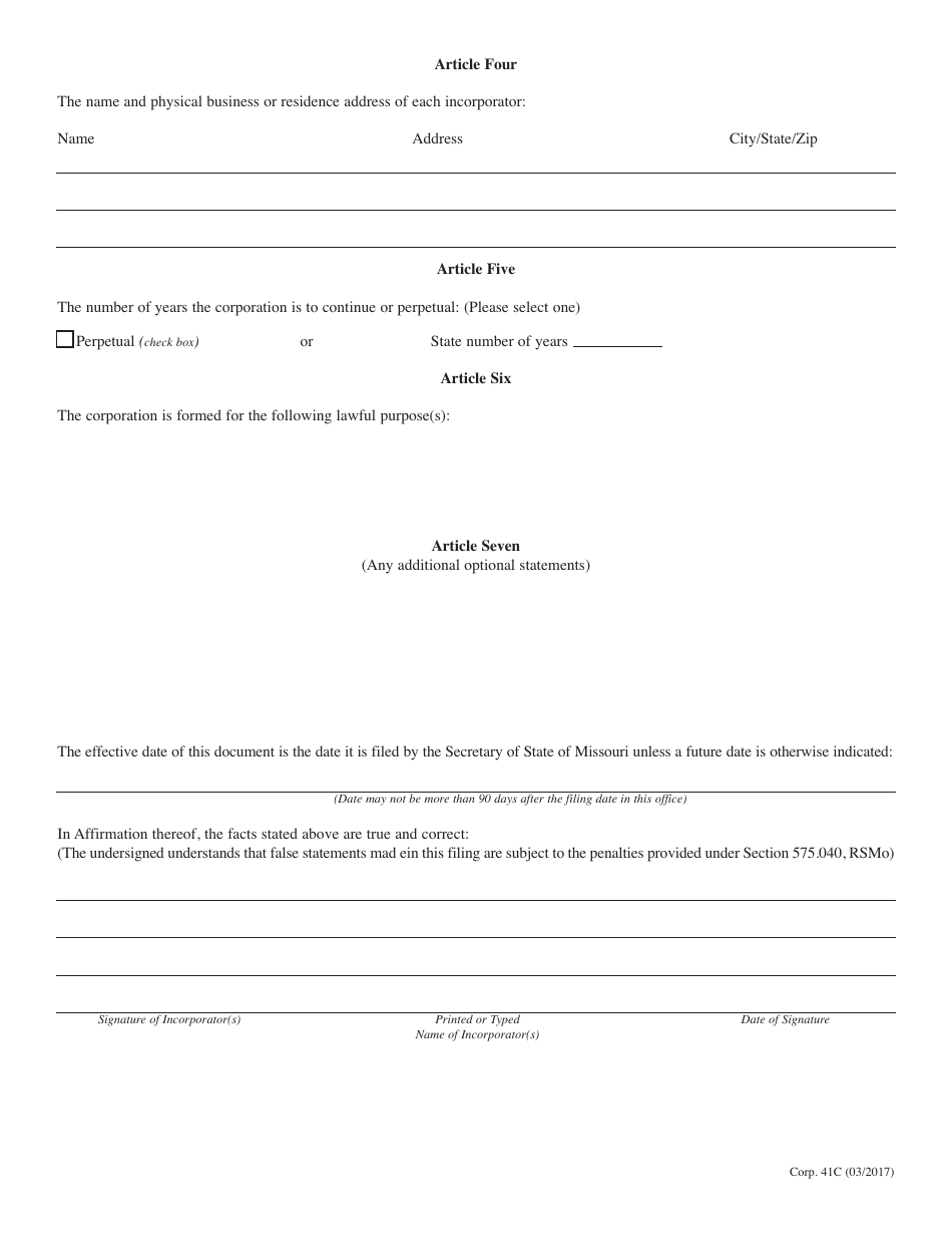 Form CORP.41C - Fill Out, Sign Online and Download Fillable PDF ...