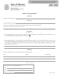 Form CORP.41 Articles of Incorporation of a for Profit Corporation - Missouri