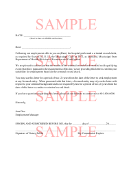 Document preview: Sample Successful Record Check Letter - Sample - Mississippi
