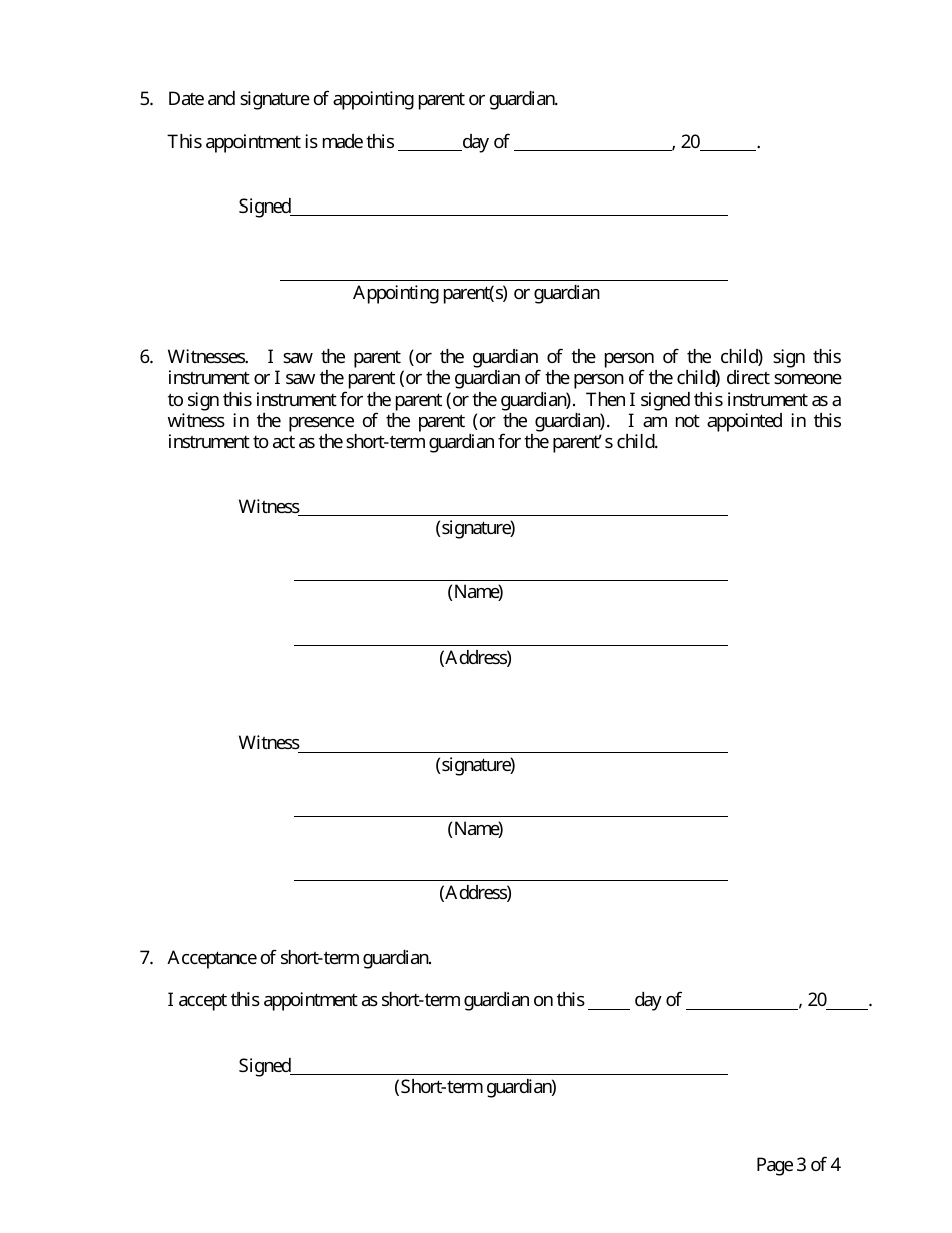 Form CFS444-2 Appointment of Short-Term Guardian - Illinois, Page 3