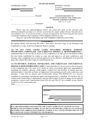 Document preview: Form CV-036 Acknowledgment of Receipt of Summons and Complaint or Post-judgment Motion - Maine