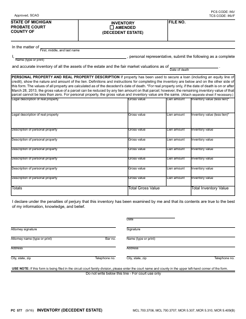 Form PC577 Fill Out Sign Online and Download Fillable PDF Michigan