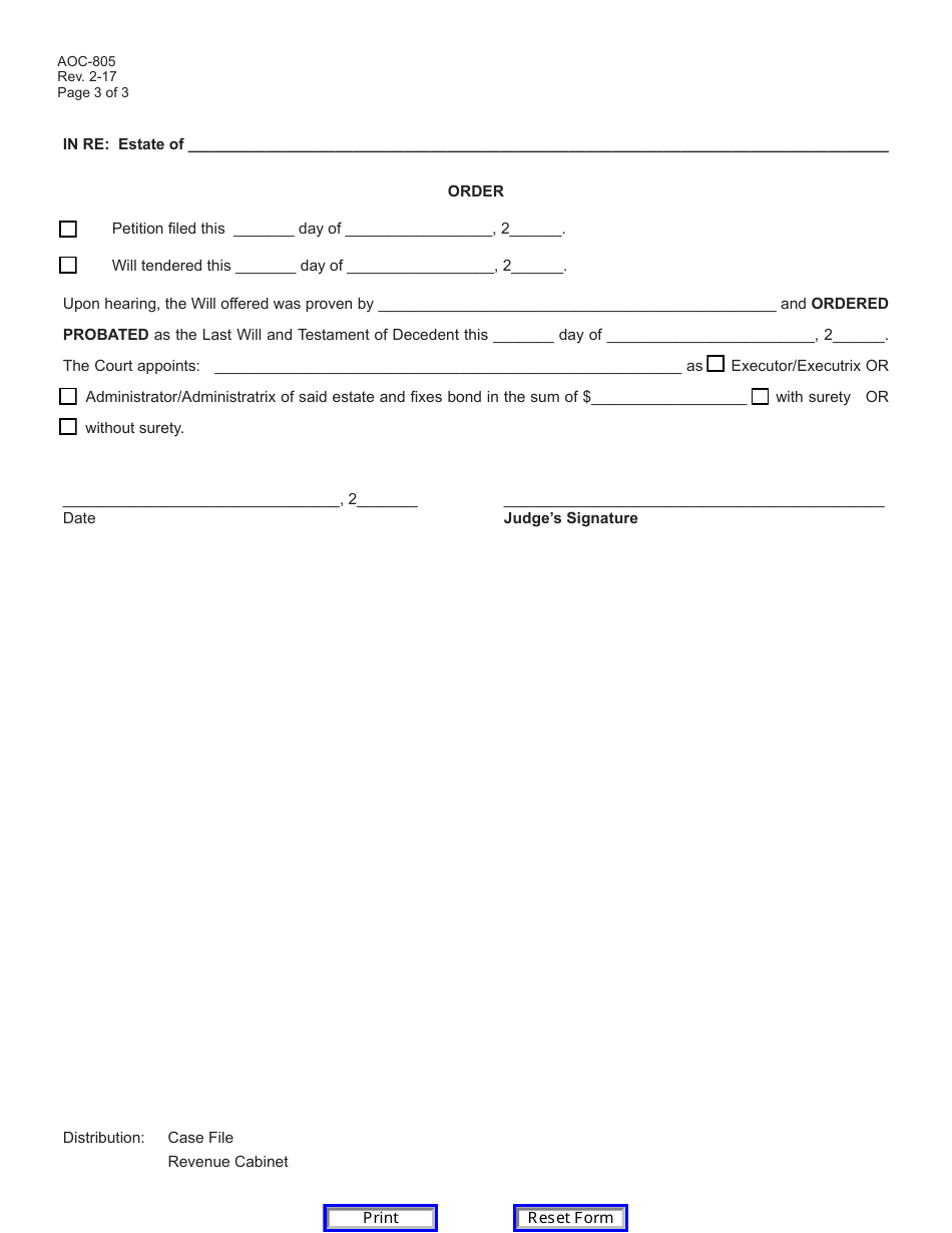 Form AOC-805 Petition - Kentucky, Page 3