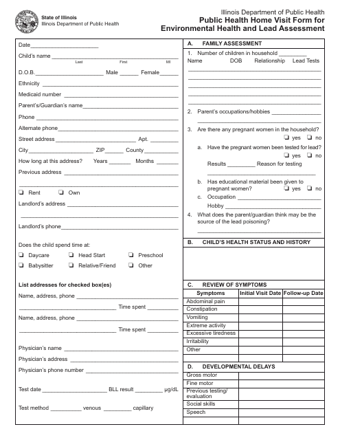 Form IOCI0252-11 Public Health Home Visit Form for Environmental Health and Lead Assessment - Illinois