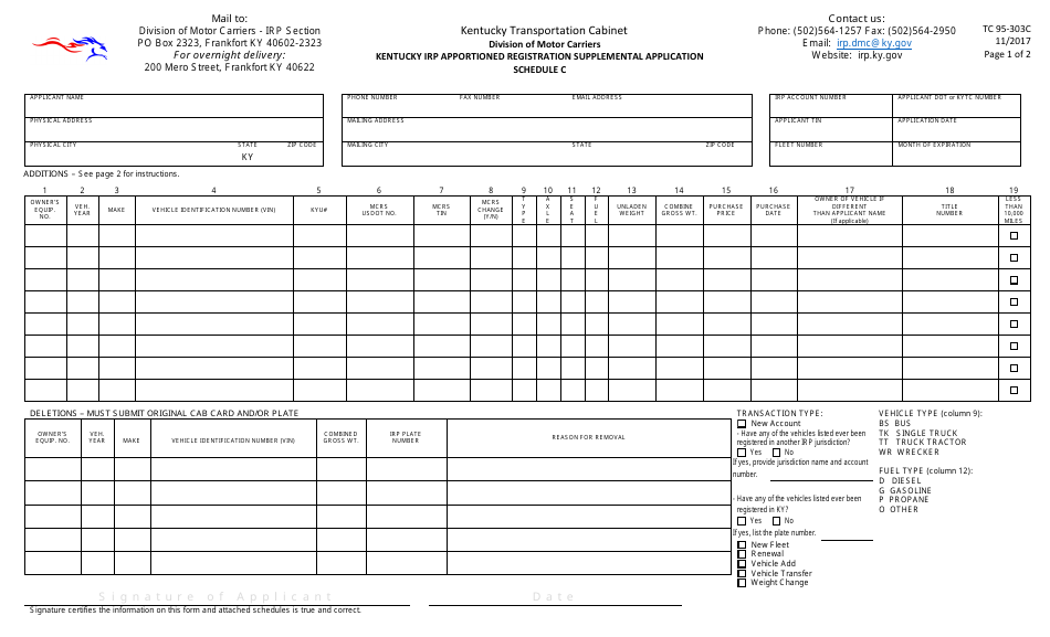 Form TC95-303C Schedule C - Fill Out, Sign Online and Download Fillable ...