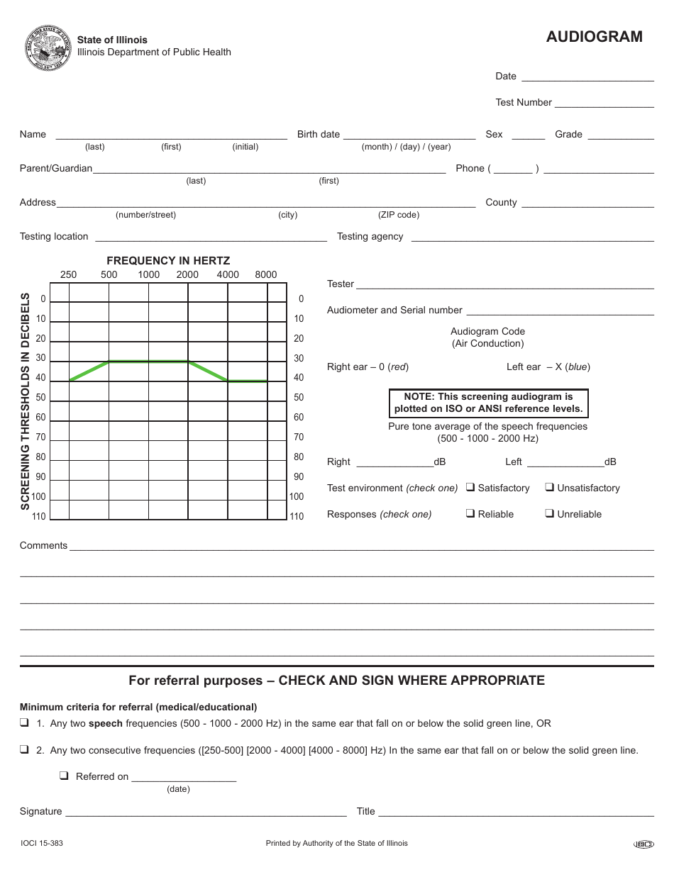 Form IOCI15-383 Audiogram - Illinois, Page 1