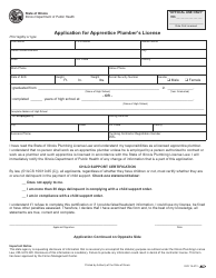 Document preview: Form IOCI15-473 Application for Apprentice Plumber's License - Illinois