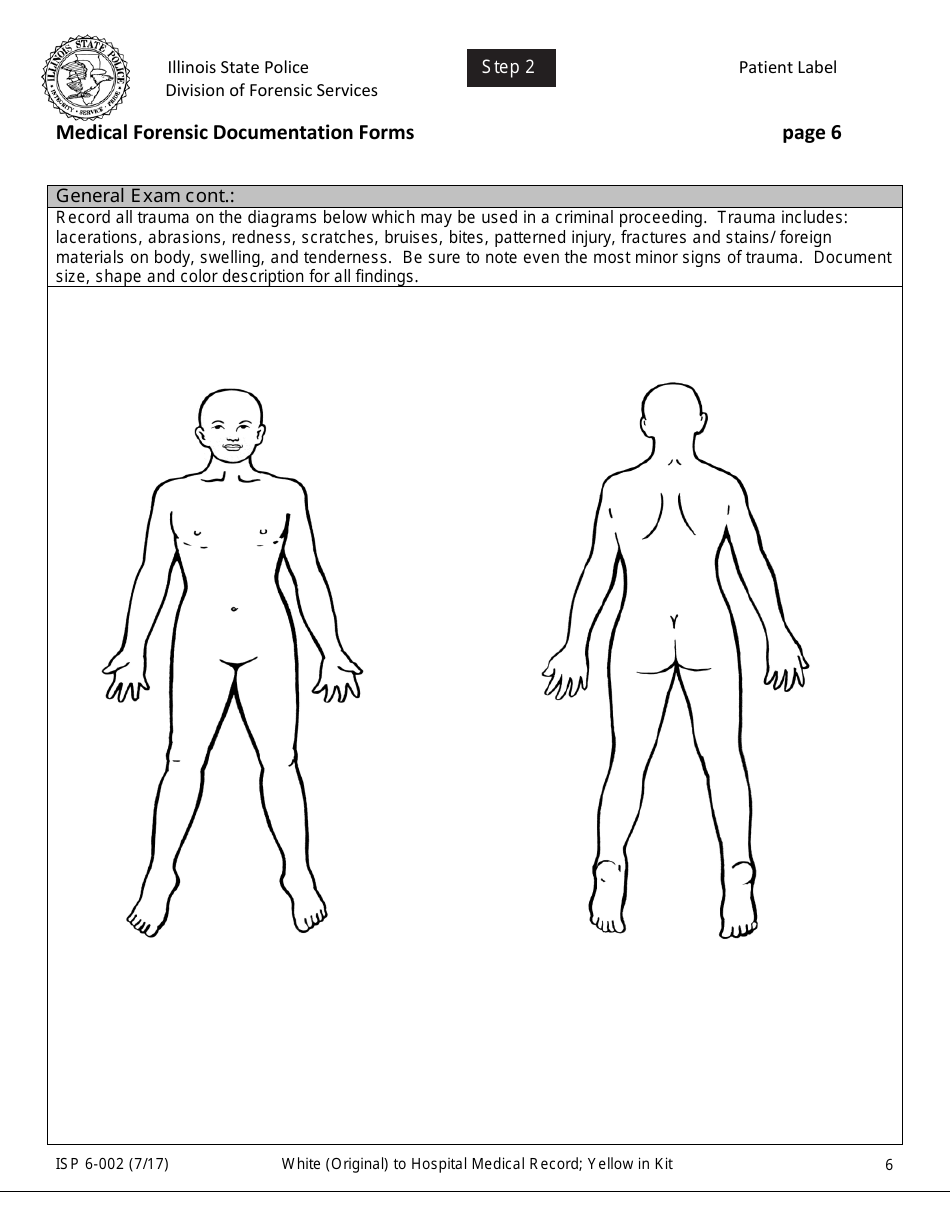 Form ISP6-002 Medical Forensic Documentation Forms - Illinois, Page 6