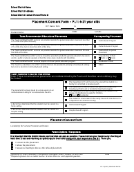 Form PL1 &quot;Placement Consent Form - 6-21 Year Olds&quot; - Massachusetts