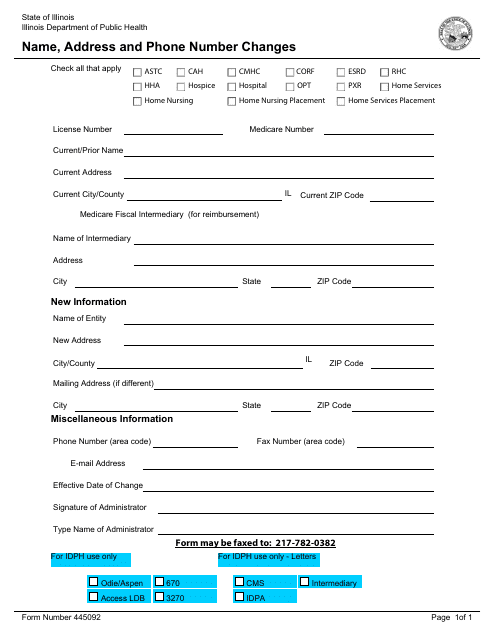 Form 445092  Printable Pdf
