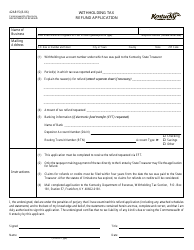 Document preview: Form 42A815 Withholding Tax Refund Application - Kentucky