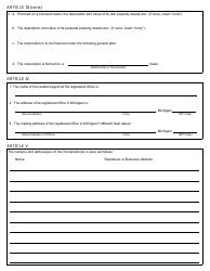 Form CSCL/CD-502 Articles of Incorporation for Use by Domestic Nonprofit Corporations - Michigan, Page 2