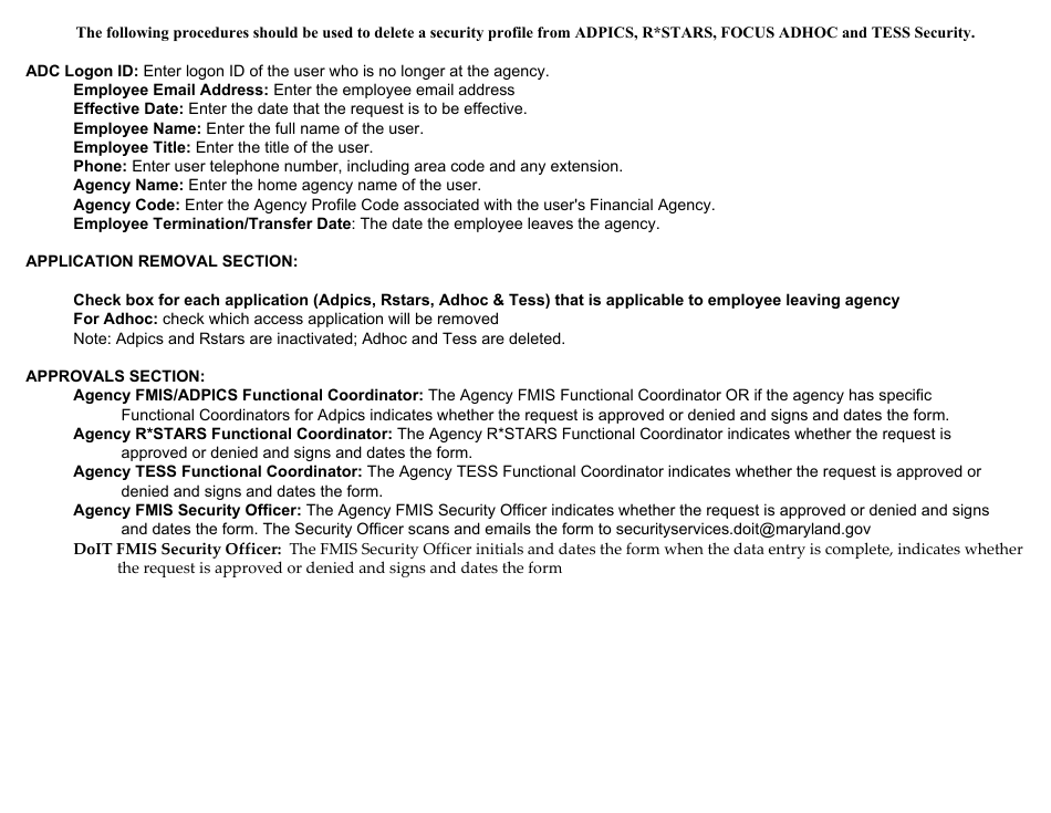 FMIS Form TERM03 FMIS Application Termination Form - Maryland, Page 2