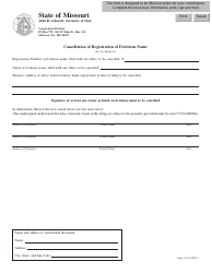 Document preview: Form CORP.14 Cancellation of Registration of Fictitious Name - Missouri