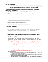 Notary Public Name and/or Address Change Form - Maryland