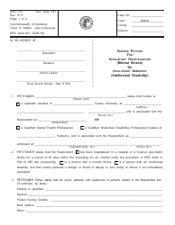 Document preview: Form AOC-710 Verified Petition for Involuntary Hospitalization (Mental Illness) or Involuntary Admission (Intellectual Disability) - Kentucky