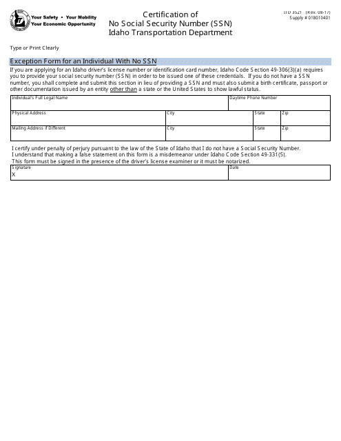 Form ITD3521 Integrated Pest Management Form (Licensed Day Care Centers) - Idaho