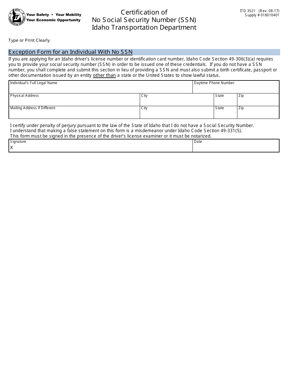 Form ITD3521 Integrated Pest Management Form (Licensed Day Care Centers) - Idaho, Page 1