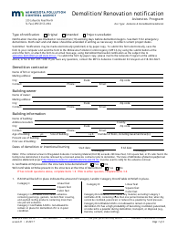 Document preview: Form w-sw4-21 Demolition/Renovation Notification - Asbestos Program - Minnesota