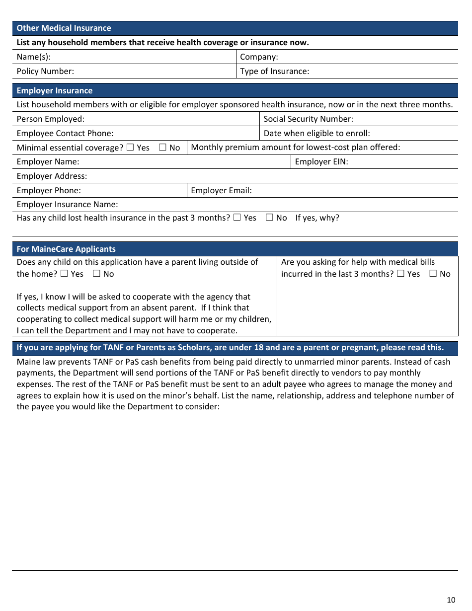 Form APP01 Application for Benefits - Maine, Page 12