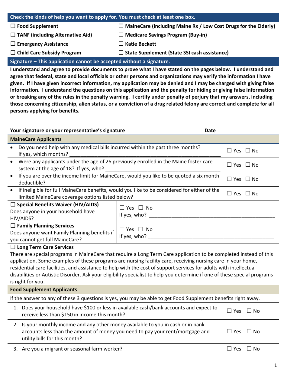 Form APP01 Application for Benefits - Maine, Page 3