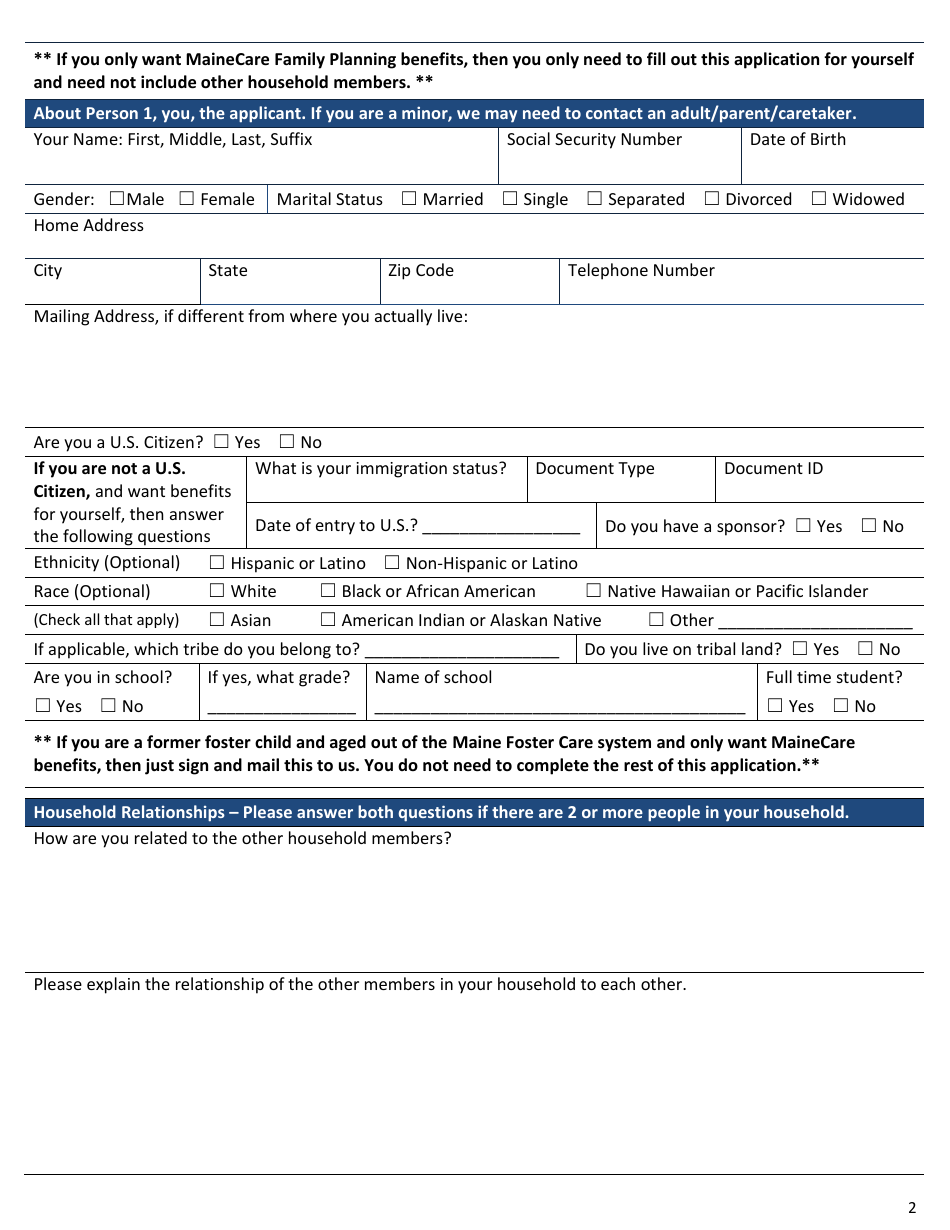 Form APP01 Application for Benefits - Maine, Page 4