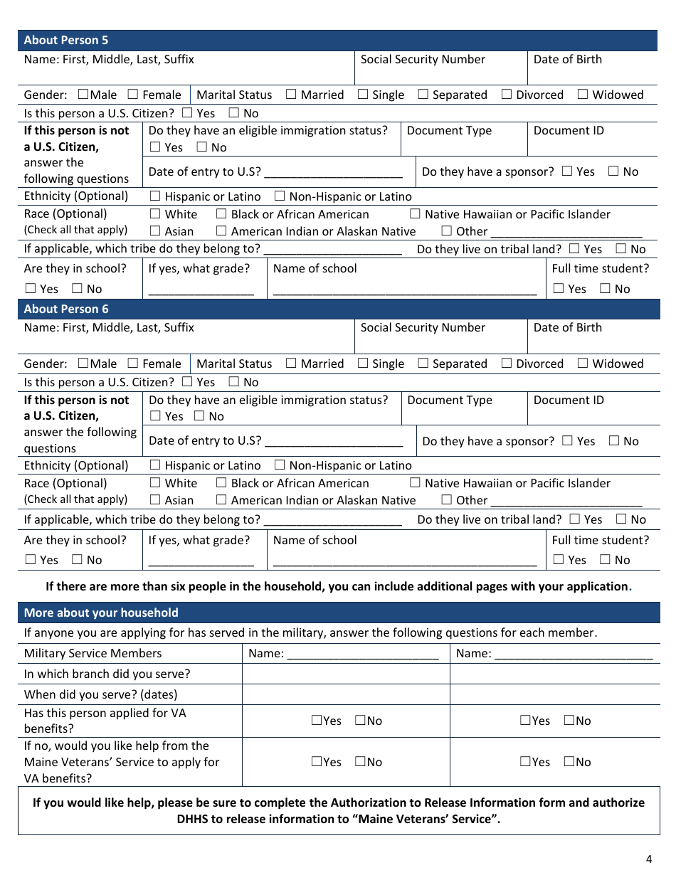 Form APP01 Application for Benefits - Maine, Page 6