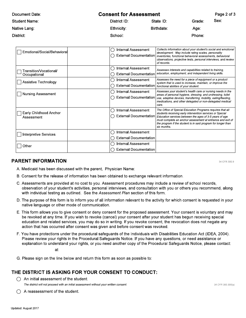 Idaho Consent for Assessment - Fill Out, Sign Online and Download PDF ...