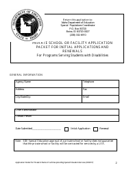 Application Packet for Private Schools or Facilities Providing Special Education Services - Idaho, Page 2