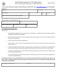 Document preview: Form ITD3195 Retail Dealer Request for Title Applications - Idaho