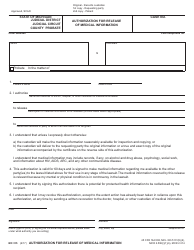 Document preview: Form MC315 Authorization for Release of Medical Information - Michigan