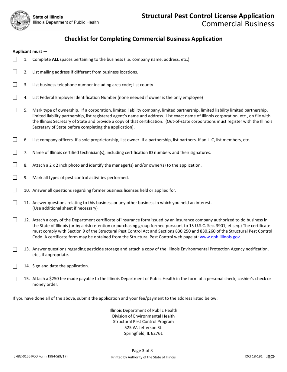 PCO Form 19845 (IL4820156) Download Fillable PDF or Fill Online Structural Pest Control