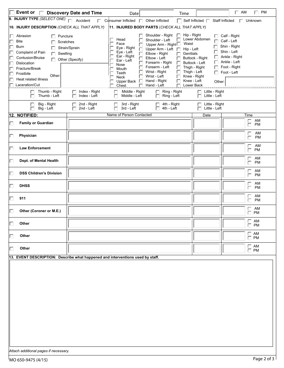 Form MO650-9475 Community Event Report Form - Emt - Behavioral Health - Missouri, Page 2