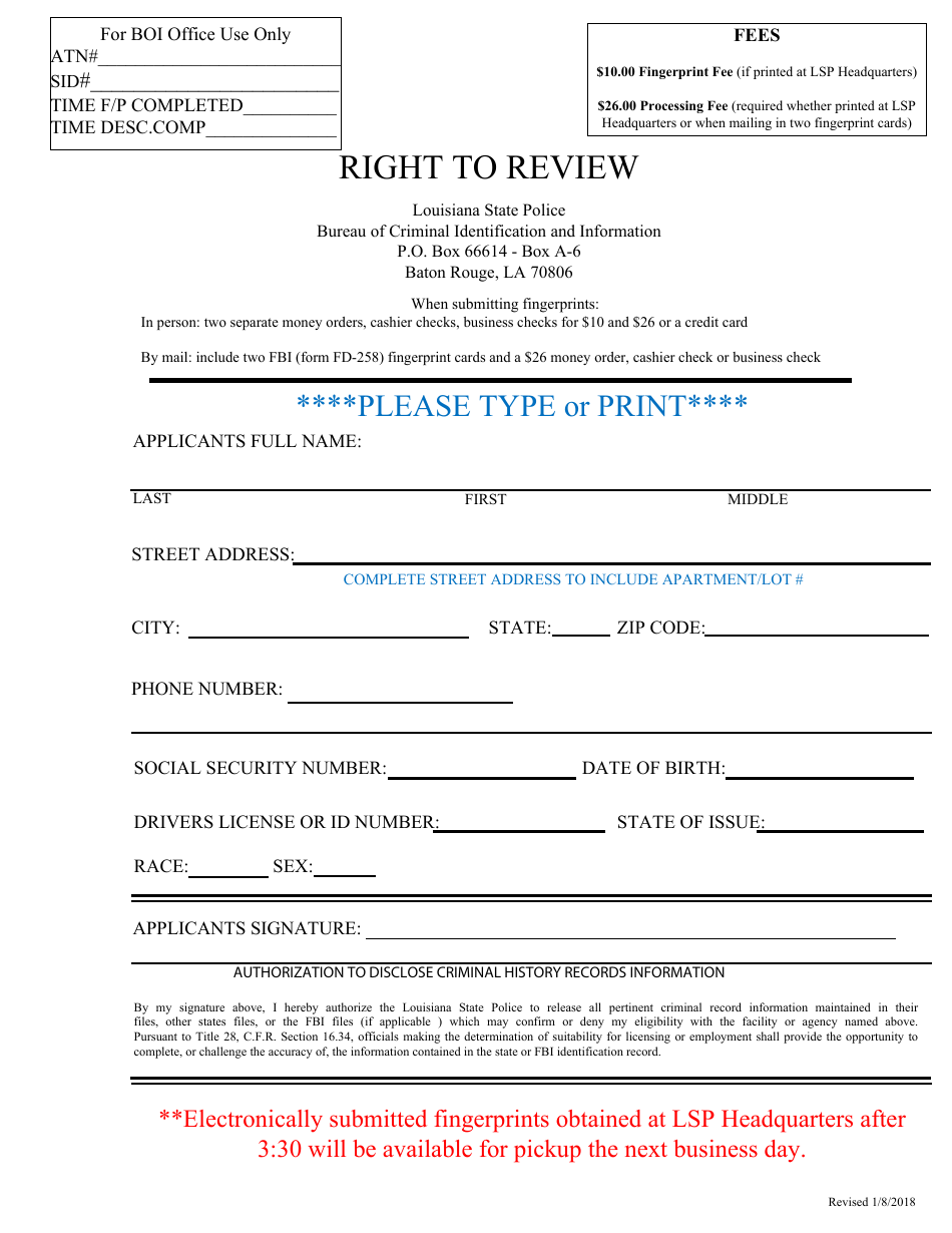 Right to Review - Louisiana, Page 1