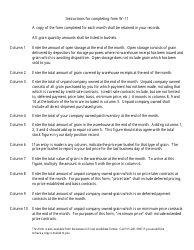 Form W-11 Monthly Grain Statement - Iowa, Page 2