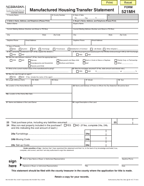 Form 521MH  Printable Pdf