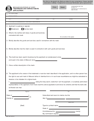 Document preview: Form TMSM16A Trademark and Service Mark Application - Missouri