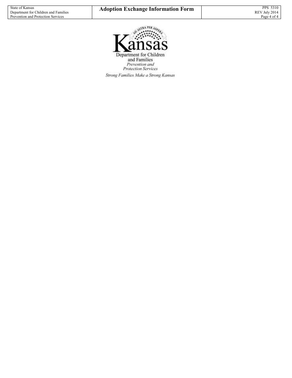 Form PPS5310 Adoption Exchange Information Form - Child Adoption Website Registration Match, Adoptuskids Referral,  Community Profile Request Form - Kansas, Page 4