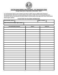 &quot;Pet Inventory Form - Foster Home/Animal Shelter Agent&quot; - Georgia (United States)