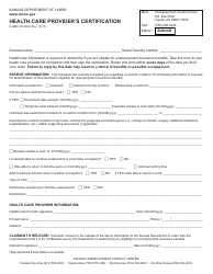 Document preview: Form K-BEN312 Health Care Provider's Certification - Kansas