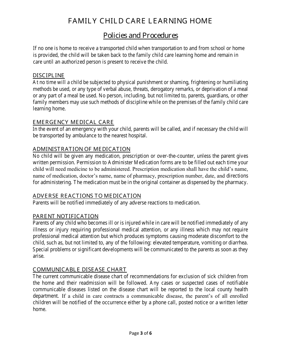 Policies and Procedures - Family Child Care Learning Home - Georgia (United States), Page 3